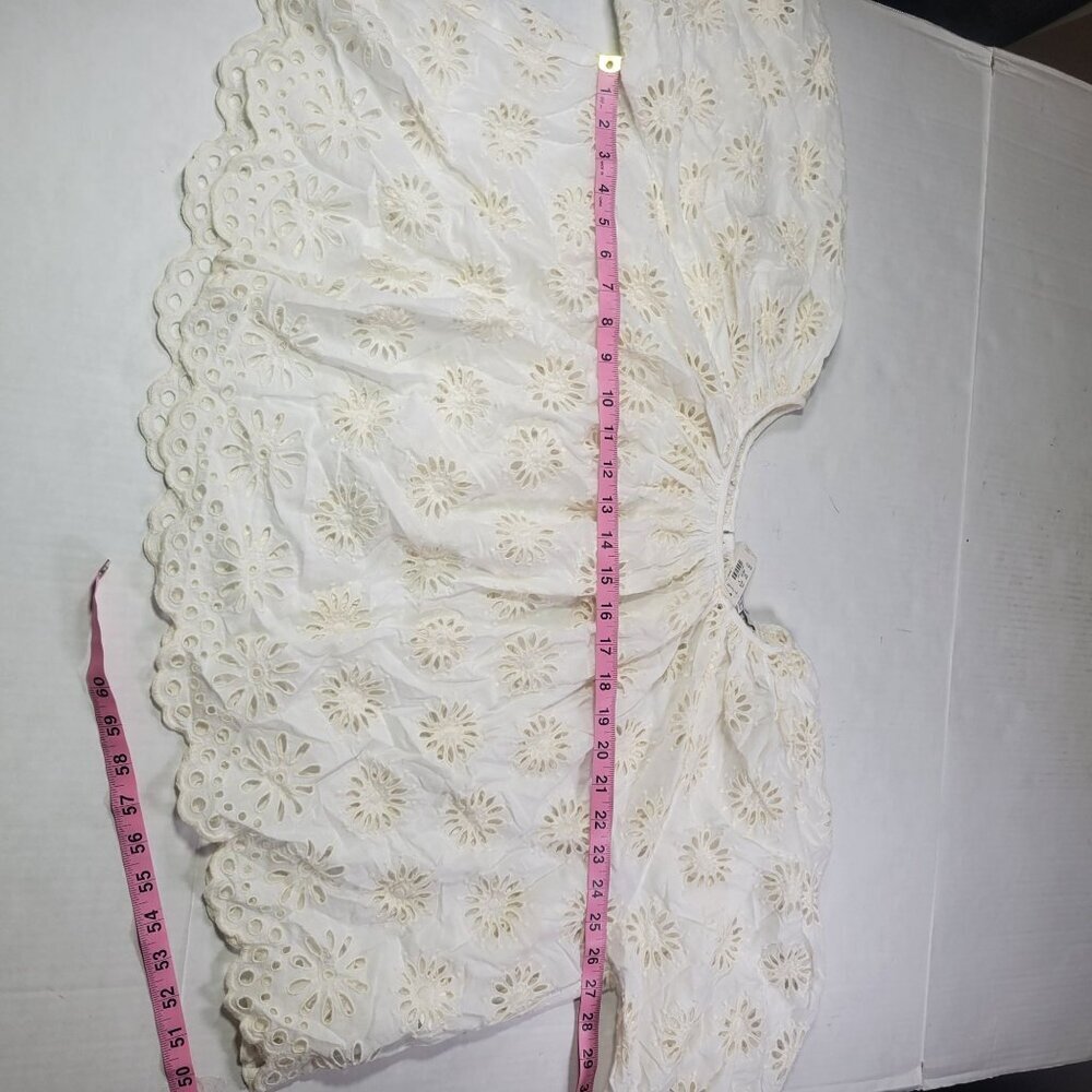 Madewell Womens White Eyelet Puff Sleeve Cotton Blend Top Size M - Picture 5 of 8